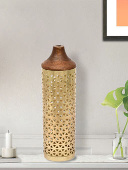 HomeTown - Tjori Iron Vase in Brown and Gold Colour