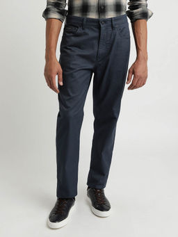 Calvin Klein - Blue Straight Fit Solid Mid Rise Trouser