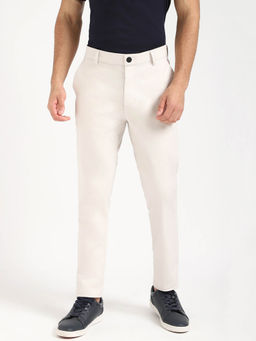 Calvin Klein - White Tapered Fit Solid Mid Rise Trouser