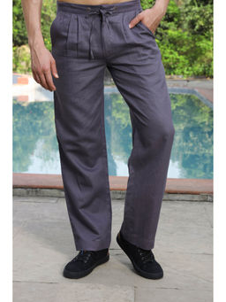 roar for good - Grey Men Hemp Pleated Breathable Soft Trouser
