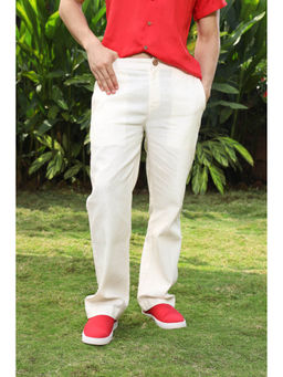 roar for good - Off White Men Hemp Casual Breathable Soft Trouser