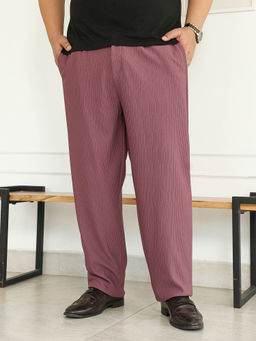 Instafab Plus - Men Old Mauve Tactile-Lined Cigarette Trouser