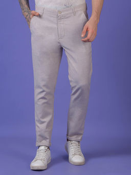 CRIMSOUNE CLUB - Men Grey 100% Cotton Trouser