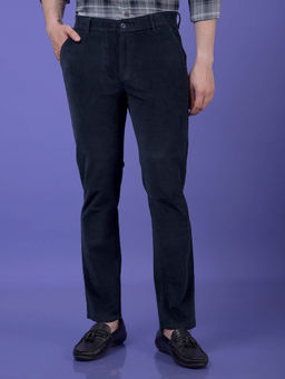 CRIMSOUNE CLUB - Men Navy Blue Corduroy Trouser