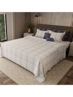 Boutique Living - Platinum Pulse Manchester 100% Cotton 800 Tc White Geometrical King Bedsheet Set