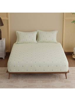 Boutique Living - Indo Musk 100% Kasturi Cotton 200 Tc Grey Printed King Fitted Sheet Set
