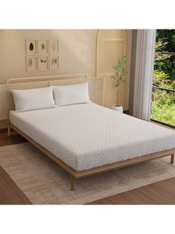 Boutique Living - Indo Musk 100% Kasturi Cotton 200 Tc Beige Ethnic Print King Fitted Sheet Set