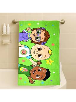 Prakartik - 100% Cotton Fur For Kids Cartoon Printed Boys And Girls Bath Towels -Green