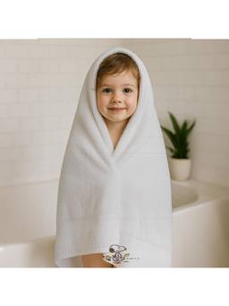 Prakartik - 100% Cotton Fur For Kids Soild Boys And Girls Bath Towels -White