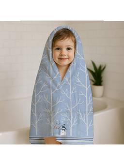 Prakartik - 100% Cotton Fur For Kids Soild Boys And Girls Bath Towels -Sky Blue And White