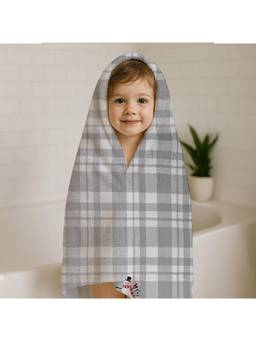 Prakartik - 100% Cotton Fur For Kids Soild Boys And Girls Bath Towels -Light Grey And White