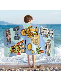 Prakartik - 100% Cotton Fur For Kids Cartoon Printed Boys And Girls Bath Towels -Navy Blue