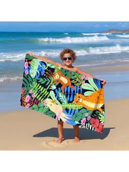 Prakartik - 100% Cotton Fur For Kids Cartoon Printed Boys And Girls Bath Towels -Green