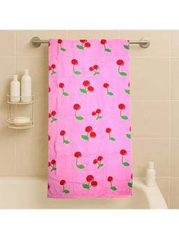 Prakartik - 100% Cotton Fur For Kids Cartoon Printed Boys And Girls Bath Towels -Pink