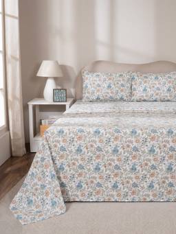 Maspar - 100% Cotton 144 Tc Double Bedsheet With 2 Pillow Covers
