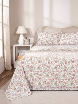 Maspar - 100% Cotton 144 Tc Double Bedsheet With 2 Pillow Covers