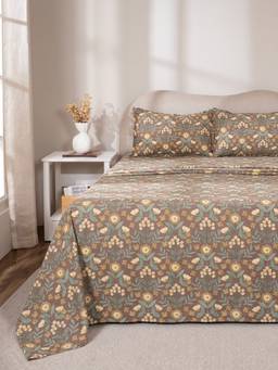 Maspar - 100% Cotton 144 Tc Double Bedsheet With 2 Pillow Covers