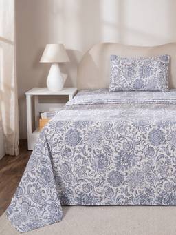 Maspar - 100% Cotton 144 Tc Single Size Bedsheet With 1 Pillow Cover