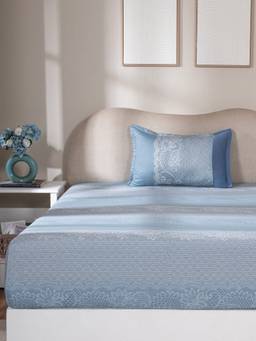 Maspar - 100% Cotton Printed Single Bed Fitted Bedsheet With 1 Pillow Case -300 Tc