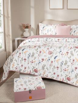 Maspar - 6-Piece Cotton Double Bed Quilt Bedding Set With Gift Box