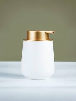 The Golden Theory - Elegant White Soap Dispenser with Gold Accents