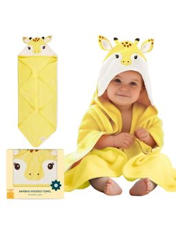 NINTARA BABY - Unisex Yellow Printed Hooded Towel