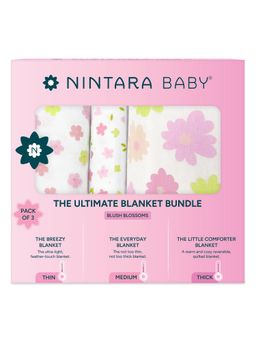 NINTARA BABY - Unisex Multi-Colour Printed Blankets (Pack of 3)