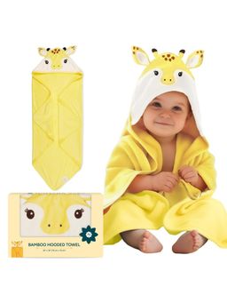 NINTARA BABY - Unisex Yellow Printed Hooded Towel