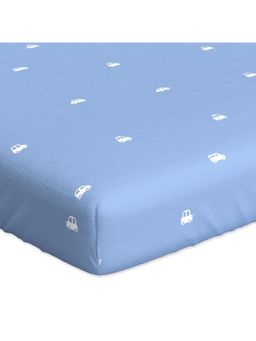NINTARA BABY - Unisex Blue Printed Crib Bed Sheet