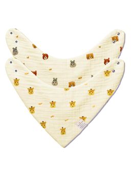 NINTARA BABY - Unisex Beige Printed Bibs (Pack of 2)