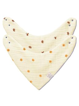 NINTARA BABY - Unisex Beige Printed Bibs (Pack of 2)