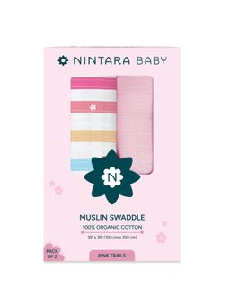 NINTARA BABY - Unisex Multi-Colour Stripes Swaddles (Pack of 2)
