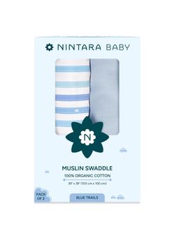 NINTARA BABY - Unisex Multi-Colour Stripes Swaddles (Pack of 2)