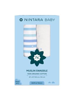 NINTARA BABY - Unisex Multi-Colour Stripes Swaddles (Pack of 2)