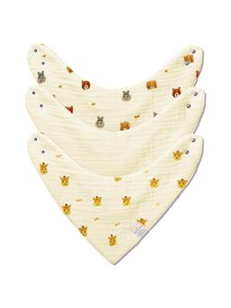 NINTARA BABY - Unisex Beige Printed Bibs (Pack of 3)