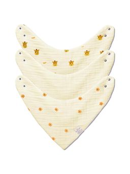 NINTARA BABY - Unisex Beige Printed Bibs (Pack of 3)
