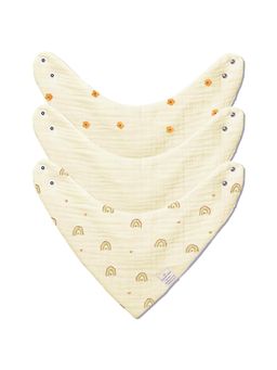 NINTARA BABY - Unisex Beige Printed Bibs (Pack of 3)
