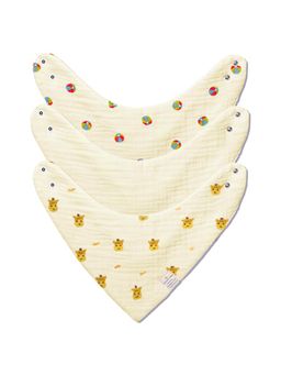 NINTARA BABY - Unisex Beige Printed Bibs (Pack of 3)