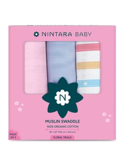 NINTARA BABY - Unisex Multi-Colour Printed Swaddles (Pack of 3)