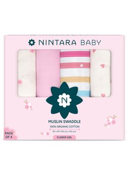 NINTARA BABY - Unisex Multi-Colour Printed Swaddles (Pack of 4)