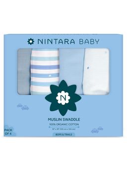 NINTARA BABY - Unisex Multi-Colour Printed Swaddles (Pack of 4)