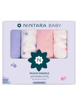 NINTARA BABY - Unisex Multi-Colour Printed Swaddles (Pack of 4)