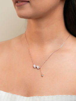 Tora - Rose Gold Double Tap 925 Sterling Silver Heart Shaped Necklace