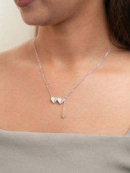 Tora - White Double Tap 925 Sterling Silver Heart Shaped Necklace