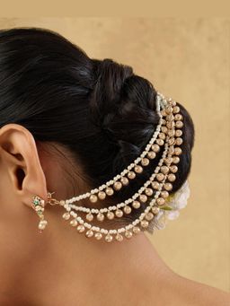 Indinoor - White Negha Temple Ear Chain