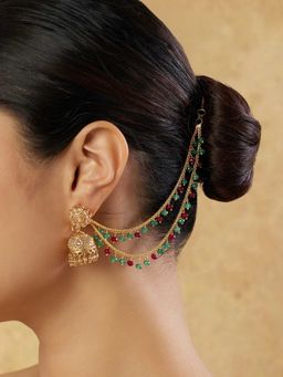 Indinoor - Multi-Color Paakhi Temple Ear Chain