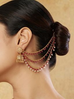 Indinoor - Red Trimbaki Temple Ear Chain