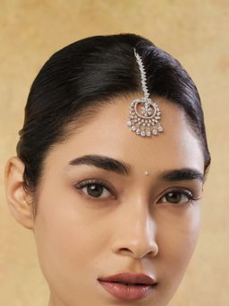 Indinoor - White Sevanya Zircon Maang Tikka