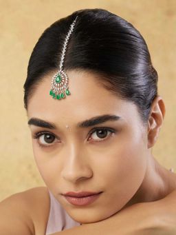 Indinoor - Green Pashini Zircon Maang Tikka