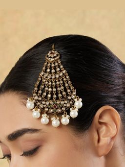 Indinoor - White Katra Kundan Polki Passa